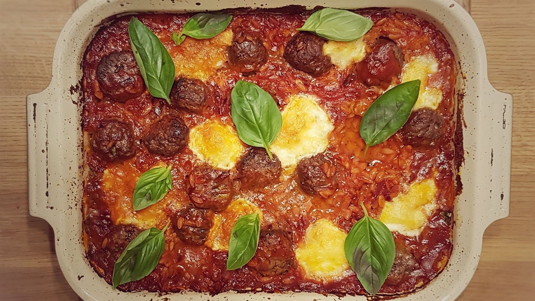 Recipe: Venison meatball and orzo traybake