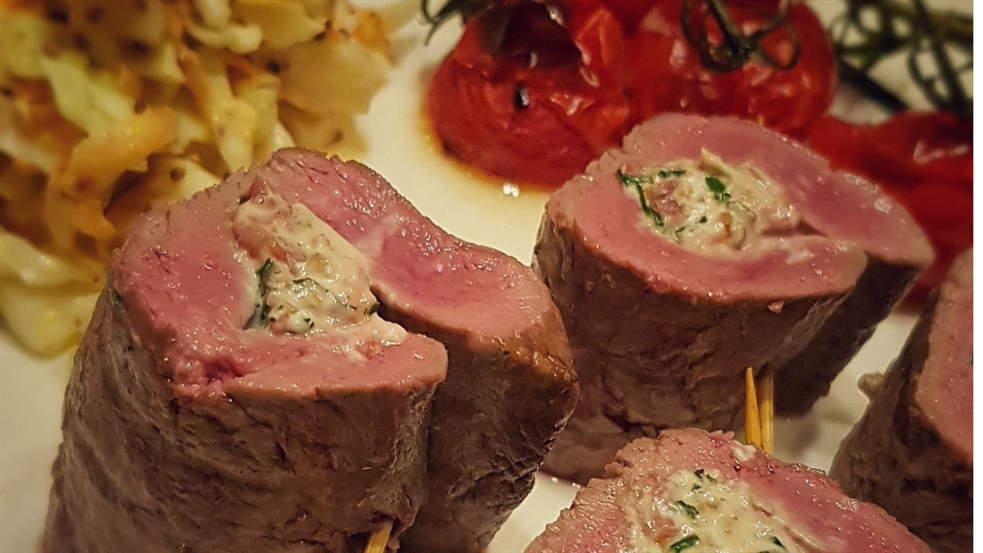 Recipe: Herby cheese stuffed venison loin rolls