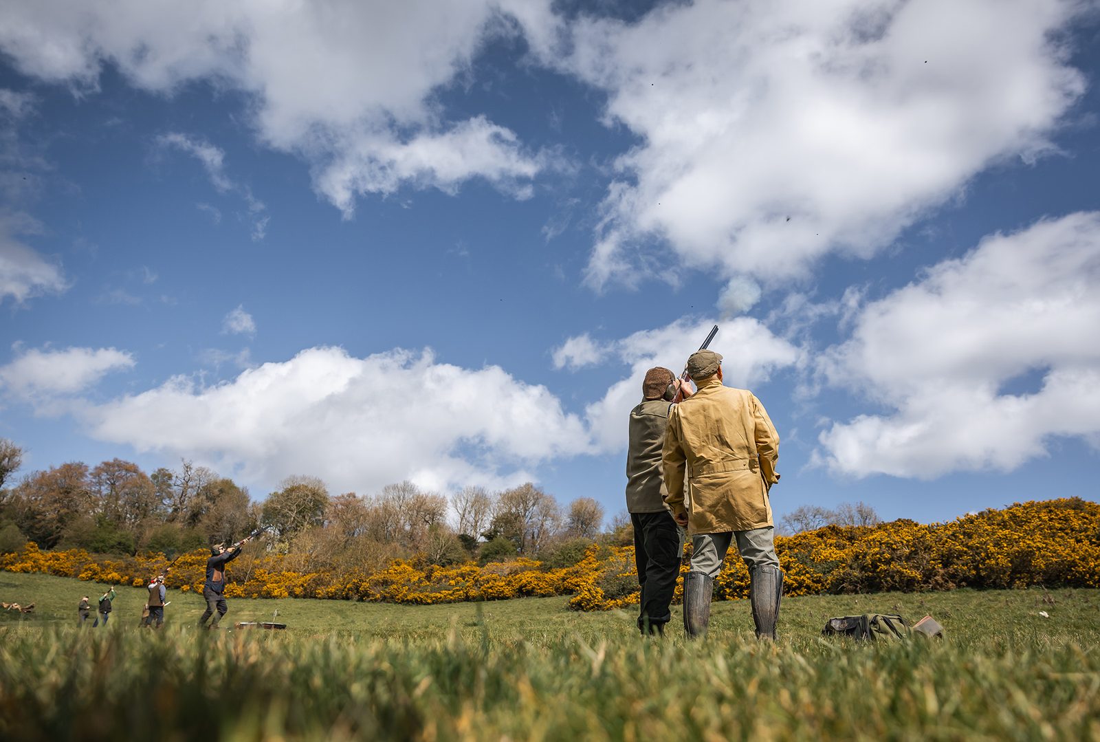 Simulated game shooting at great Tew Estate in the Cotswolds
